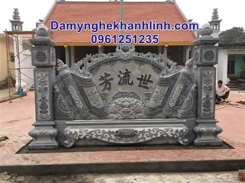 Bộ cuốn thư đá - bình phong đá nhà thờ đẹp