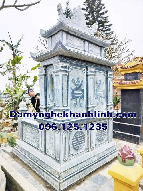 Hoàn thiện lắp đặt mẫu mộ đôi song thân bằng đá đẹp bán tại Hà Nội