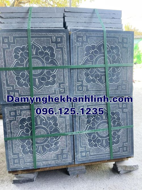 Mẫu đá lát nền chạm hoa sen DLN318