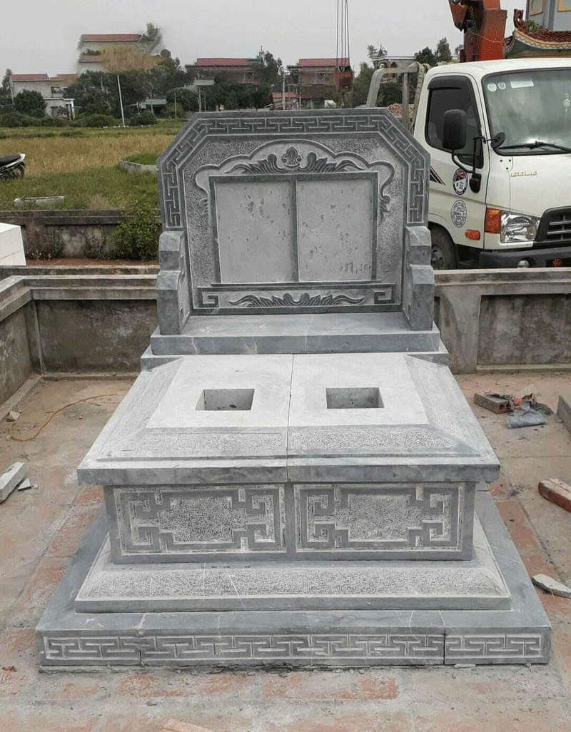 Mẫu mộ đá đôi đẹp thiết kế đơn giản bán tại Hưng Yên