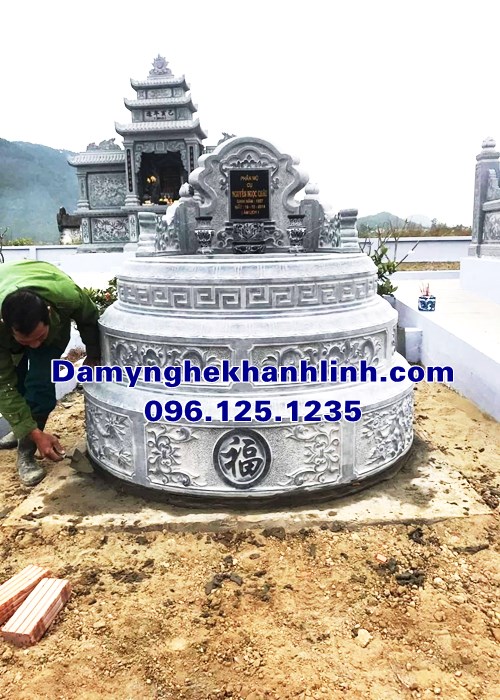 Mẫu mộ tam cấp thiết kế dạng mộ tròn