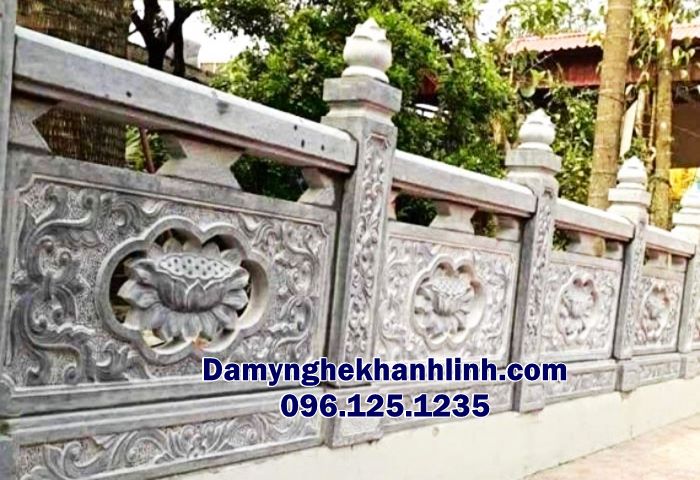 Mẫu lan can đá Hà nội chạm hoa Sen