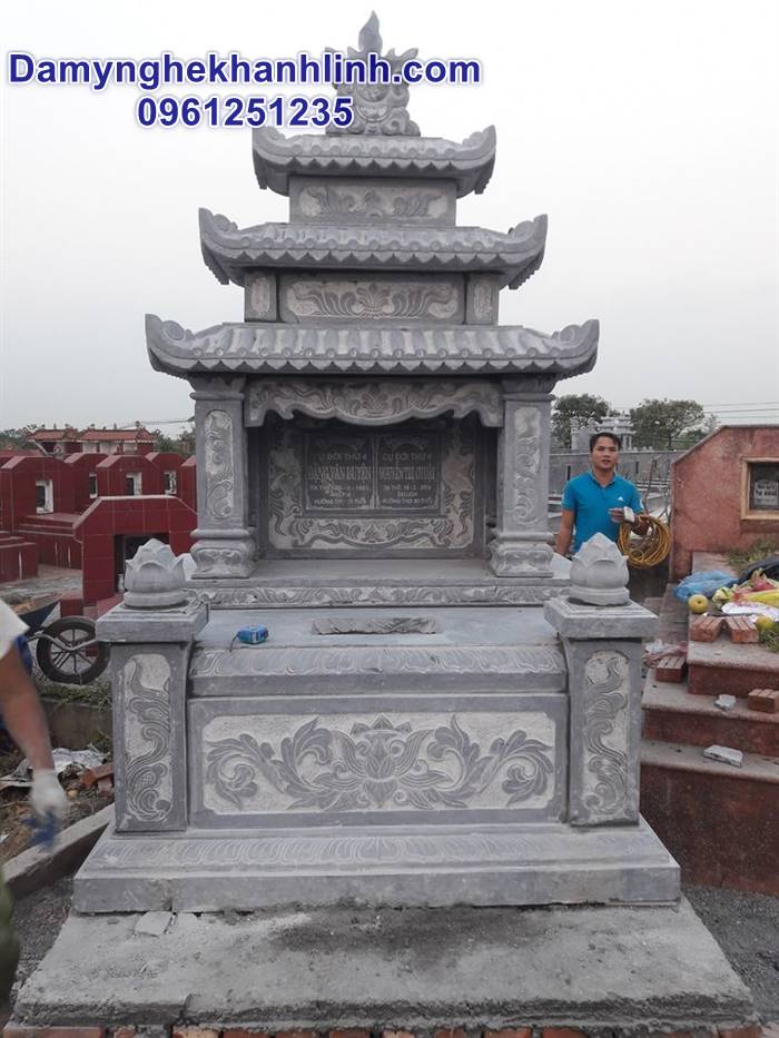 Mẫu mộ đá đôi ba mái đao lắp đặt tại Nam Định