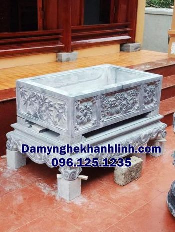 Chậu đá cảnh chạm khắc hoa văn tinh xảo - CDC363