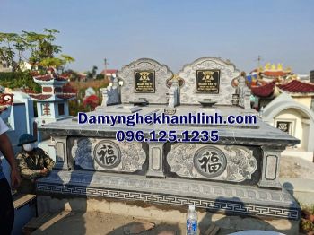 Mộ đá đôi cho bố mẹ - Mẫu đẹp bằng đá xanh tự nhiên bền vững.