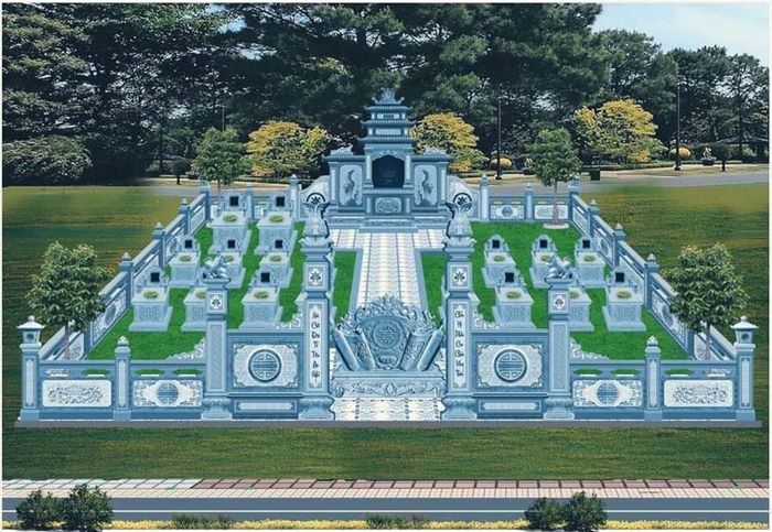Bản vẽ thiết kế khu lăng mộ đá gia đình chuẩn phong thủy