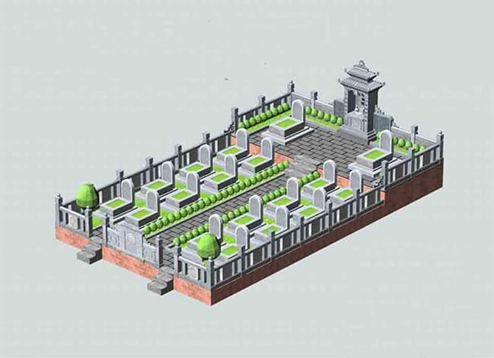 Bản vẽ thiết kế khu lăng mộ đá gia đình đẹp quy hoạch tổng thể