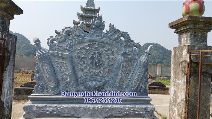 Mẫu cuốn thư đá ngũ phúc lâm môn nhỏ gọn