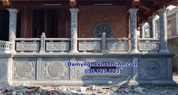 Mẫu lan can đá nhà thờ chạm chữ thọ lắp đặt tại Tây Ninh