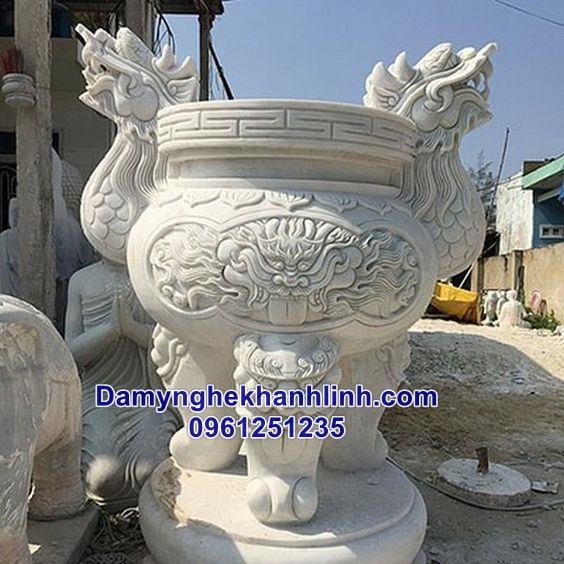 Mẫu lư hương đá trắng đẹp