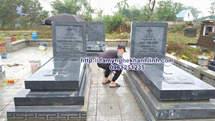 Mẫu mộ đá công giáo đẹp cho người theo đạo lắp đặt tại Thái Nguyên