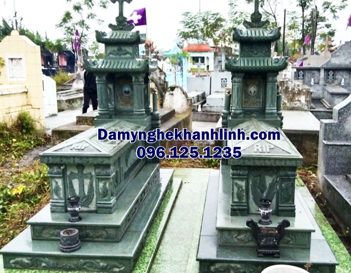 Mẫu mộ đá công giáo hai mái
