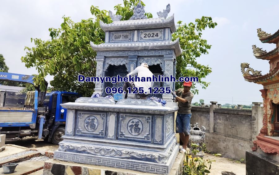 Mẫu mộ đá đôi đẹp cho song thân