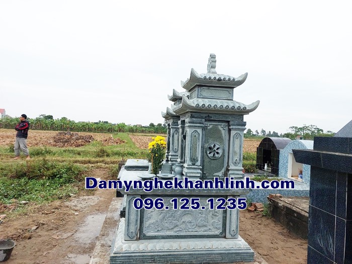 Mẫu mộ đá hai mái đơn giản chuẩn phong thủy