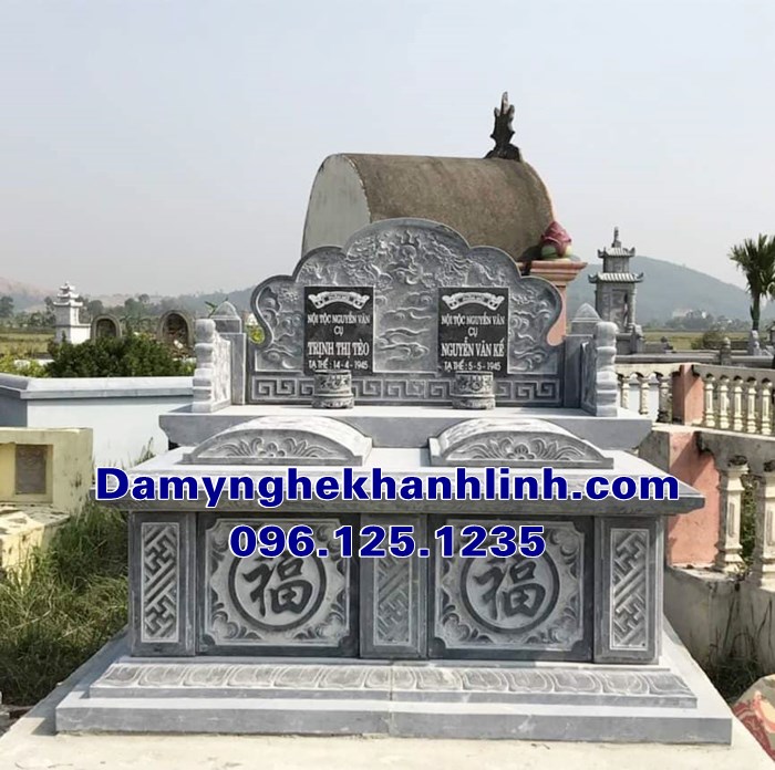 Mẫu mộ đá không mái mộ đôi liền khối