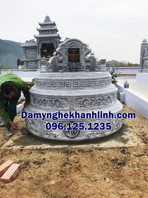 Mẫu mộ đá tròn ba tầng sang trọng