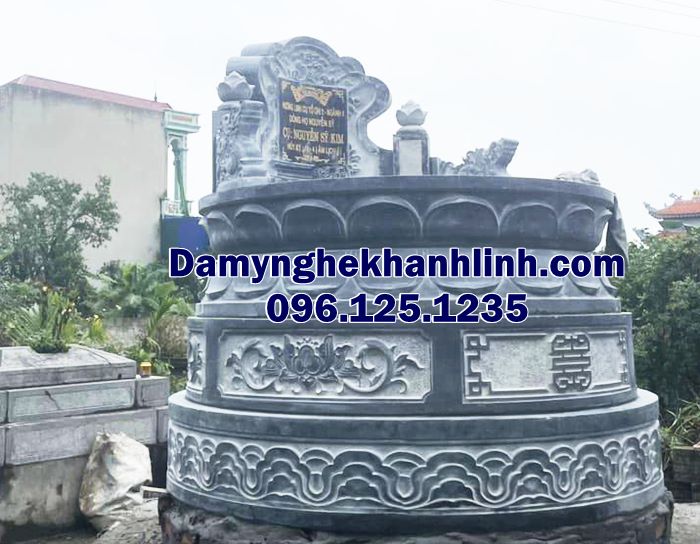 Mẫu mộ tam cấp bằng đa xanh mộ tròn