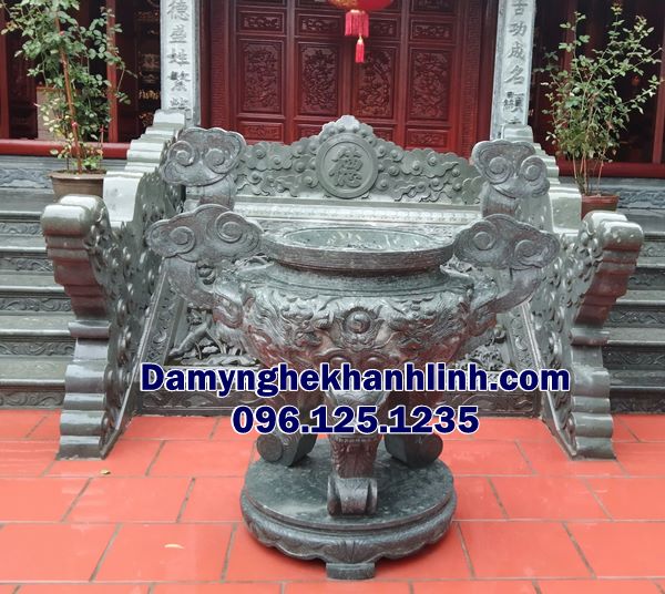 Lư hương đá miền nam chất liệu đá xanh grannit