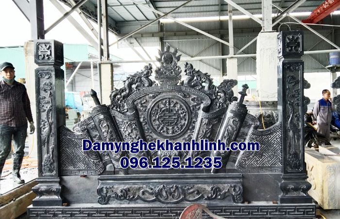 Mẫu cuốn thư đá chạm ngũ phúc lâm môn 