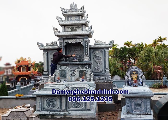 Mẫu khu lăng mộ đá gia đình miền bắc chạm khắc tinh xảo