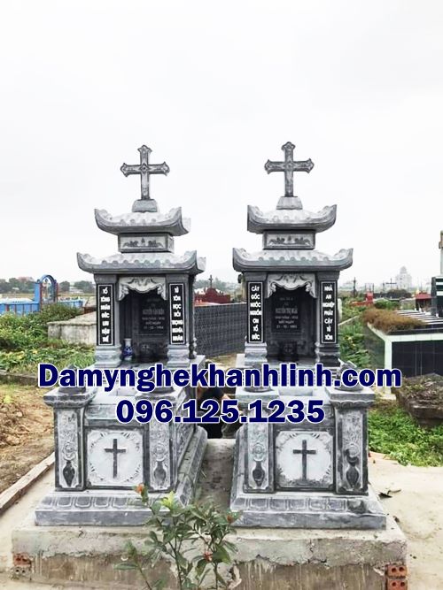 Mẫu mộ đá công giáo đẹp có mái che