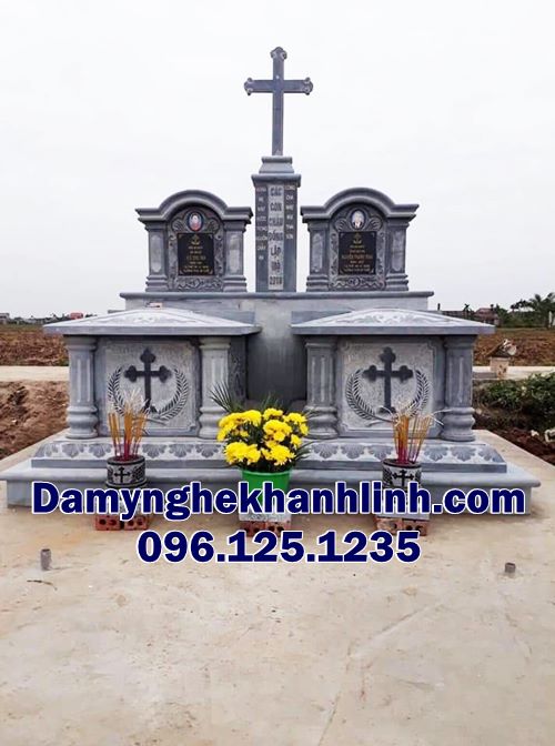Mẫu mộ đá công giáo đẹp mộ đôi công giáo