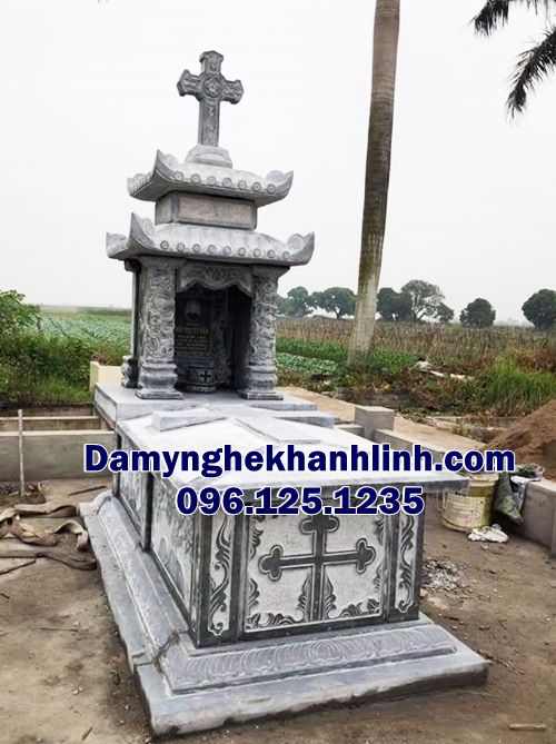 Mẫu mộ đá công giáo hai mái