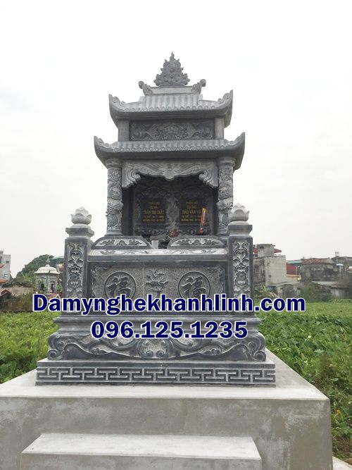 Mẫu mộ đá đôi cho bố mẹ có mái che