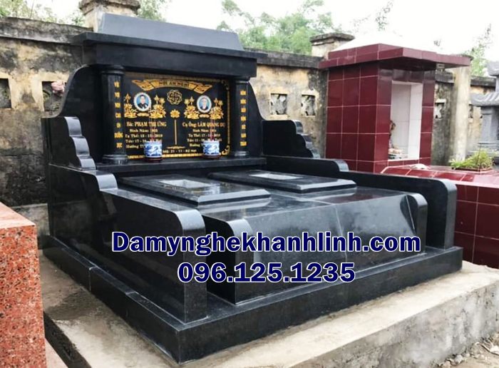 Mẫu mộ đá đôi đá hoa cương sang trọng hiện đại