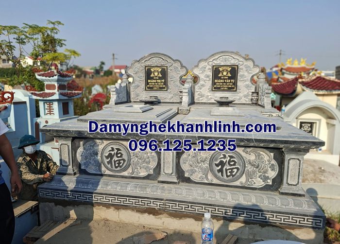 Mẫu mộ đá đôi đẹp thiết kế hiện đại đơn giản