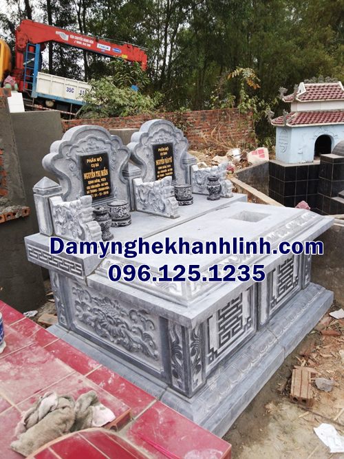 Mẫu mộ đá đôi song thân không mái che