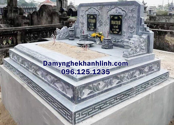 Mẫu mộ đá đôi tam cấp dơn giản đẹp