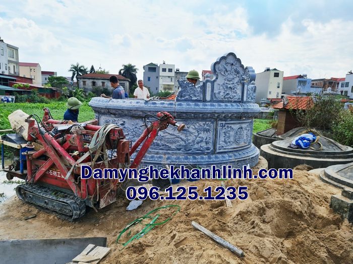 Mẫu mộ đá tròn Long An lắp đặt tại Châu Thành 