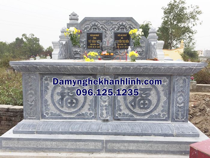 Mộ đá đôi giá rẻ bằng đá xanh - mẫu đẹp giá xưởng